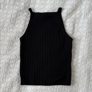 Black Ribbed Women's Top